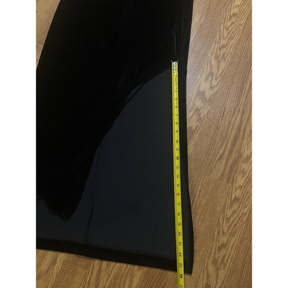 VTG Black Velvet Evening Gown Womens 12 Stretch Maxi Dress Side Slit Classic JSC - Picture 6 of 11